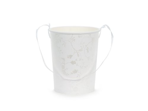 Vödör virágszirmokhoz, magassága kb. 13 cm, fehér