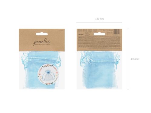 Organza tasakok, égszínkék, 10cm (1 db / 10 db.)