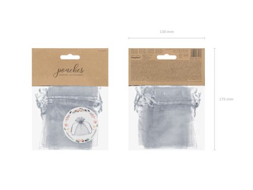 Organza tasakok, ezüst, 10cm (1 pkt / 10 db.)