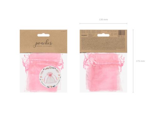 Organza tasakok, rózsaszín, 10 cm (1 db / 10 db)