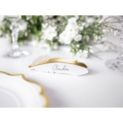 Ültetőkártyák - Toll, arany, 10,5x3 cm (1 db / 10 db)