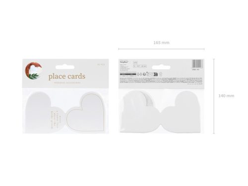 Ültetőkártyák- szív formájú, 15,7x22 cm, fehér (1 db / 10 db.)