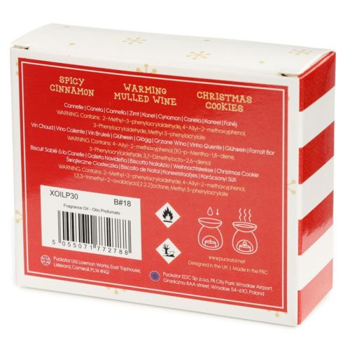 Parfümolaj Szett, 3 db-os, Karácsonyi - Fahéj, Forralt Bor, Karácsonyi Keksz - 3x10ml