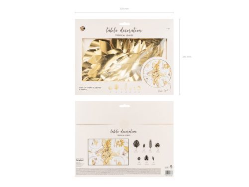 Dekorációk Aloha - Trópusi levelek, arany (1 pkt / 21 db.)