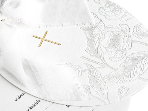 Elsőáldozási meghívók kereszttel, ágakkal és virágokkal, fehér (1 pkt / 10 db.)