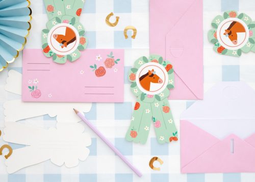 Meghívó lovak 16,5 x 19,5 cm, mix (1 pkt / 6 db.)