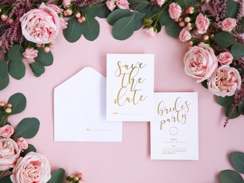 Meghívók Mentsd el a dátumot, fehér (1 pkt / 10 db.)