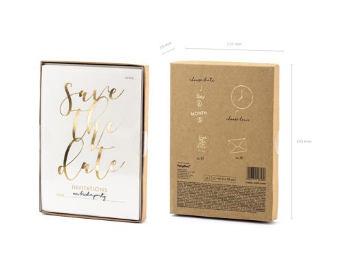 Meghívók Mentsd el a dátumot, fehér (1 pkt / 10 db.)