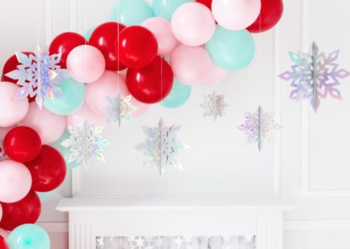 Függesztett dekoráció Hópelyhek, irizáló, 15-25cm (1 db / 6 db)